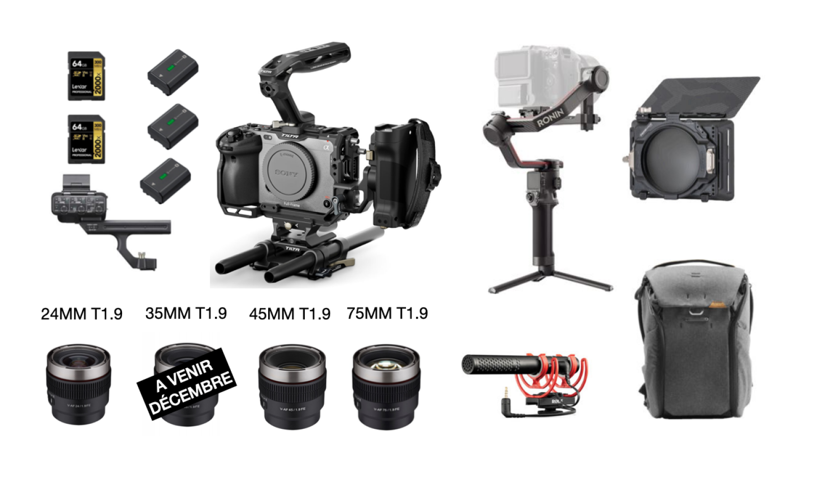 Kit Ultime Sony FX3 + 3 objectifs vidéo + stab + Matte box avec VND + micro - Photo 1 sur 1