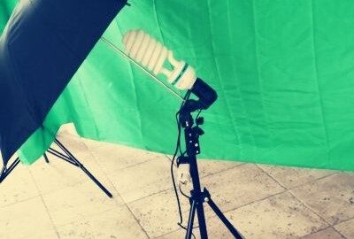 Location Fond vert avec Support + Un éclairage parapluie