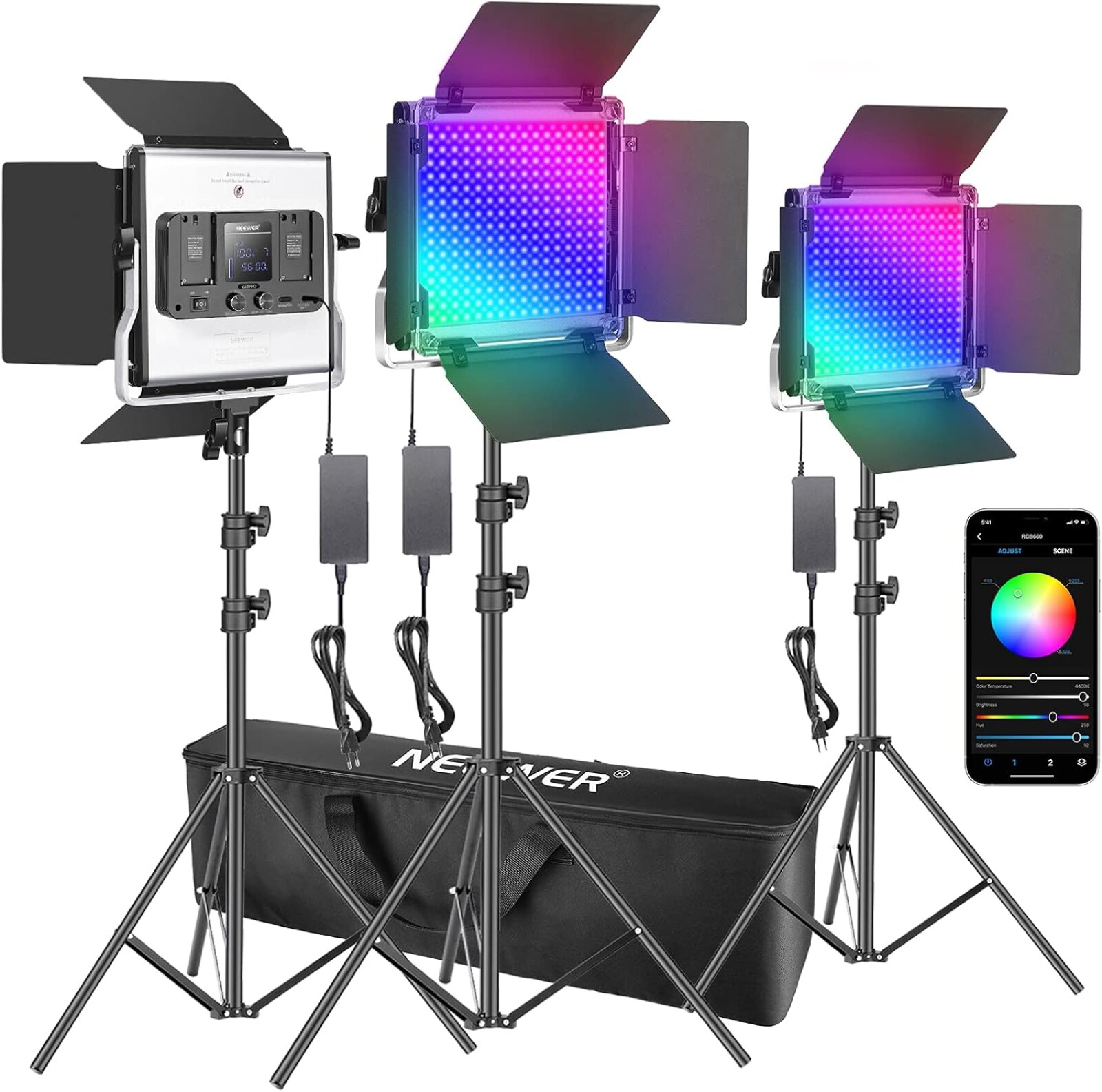 Neewer Kit 3 LED Lumière vidéo - Photo 1 sur 1
