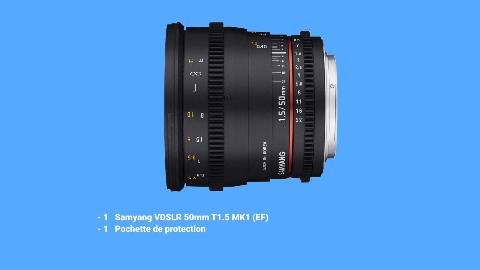 Samyang 50mm T1.5 VDSLR MKI- Monture EF - Photo 1 sur 1