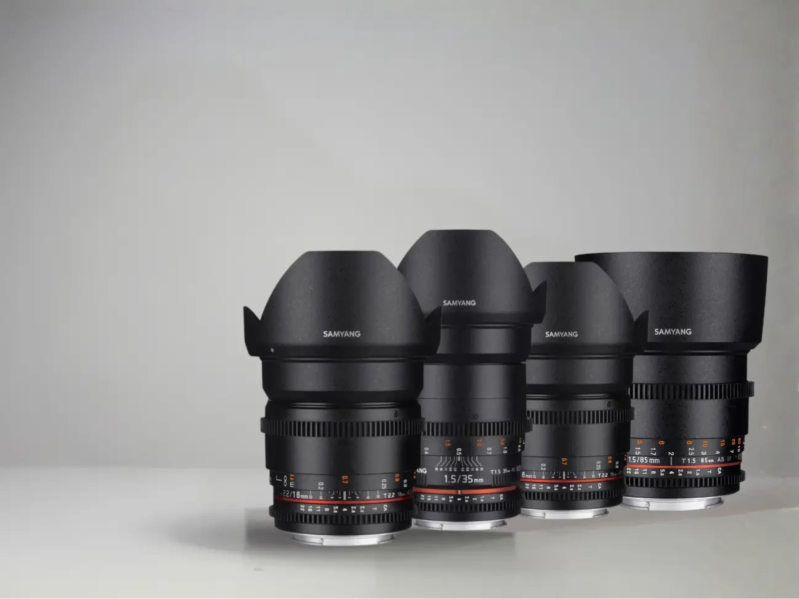 Kit objectif Samyang Cine Lens 16mm / 35mm / 50mm / 85mm - Photo 1 sur 1