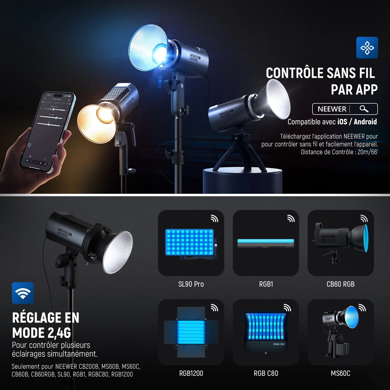 Neewer MS150C LED RGB 150W - Photo 5 sur 5