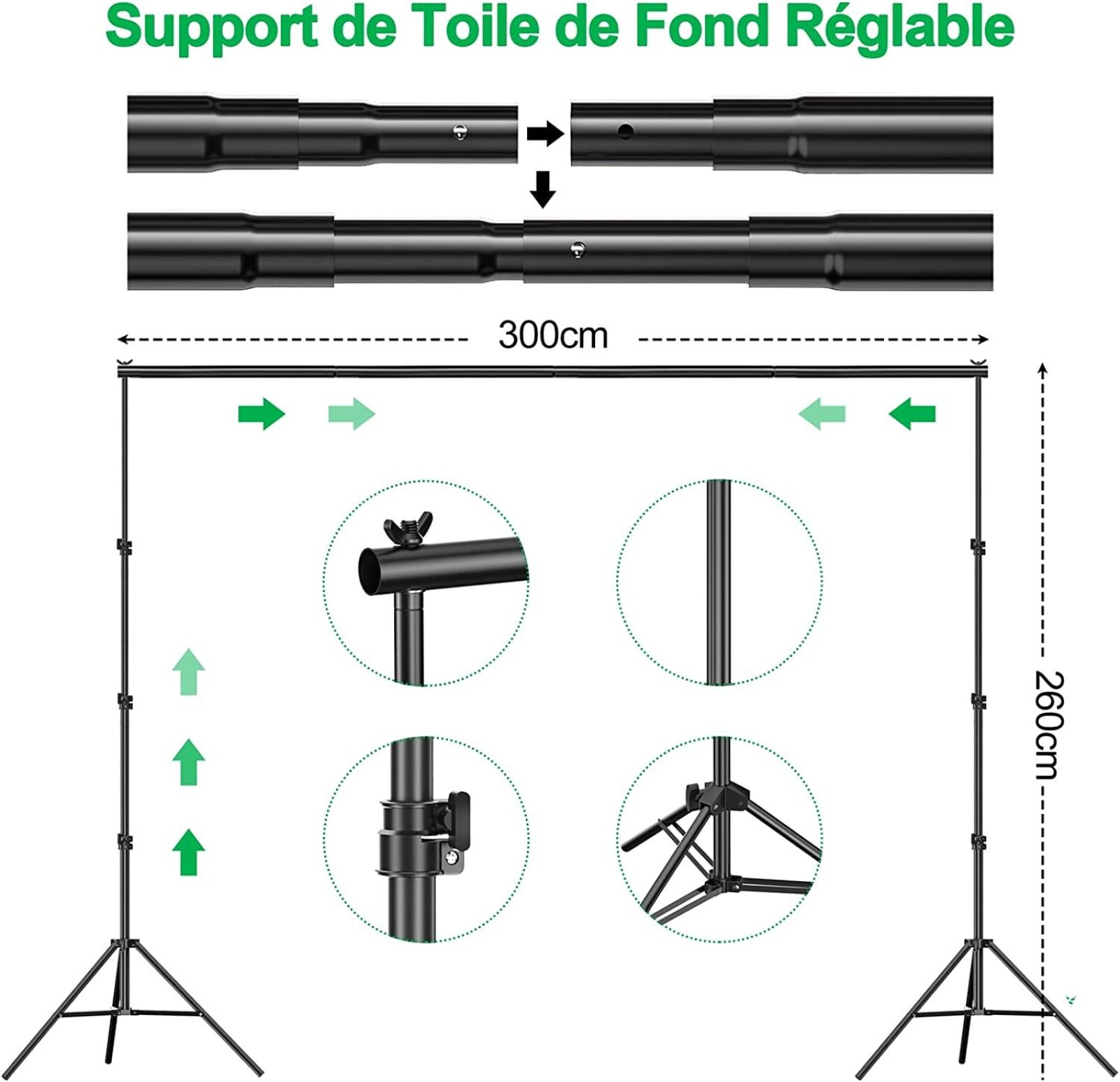 Kit Studio Fond Vert EMART - Photo 3 sur 7