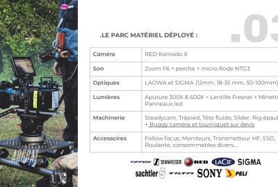 Location Pack - Techniciens équipés prêt à tourner (RED, LED Aputure, Tilta Slider...)