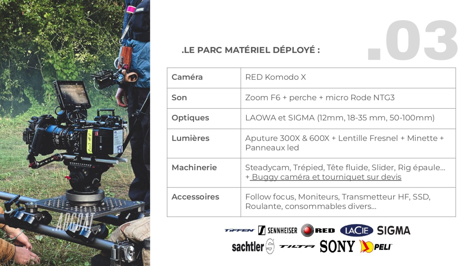 Pack - Techniciens équipés prêt à tourner (RED, LED Aputure, Tilta Slider...) - Photo 3 sur 5