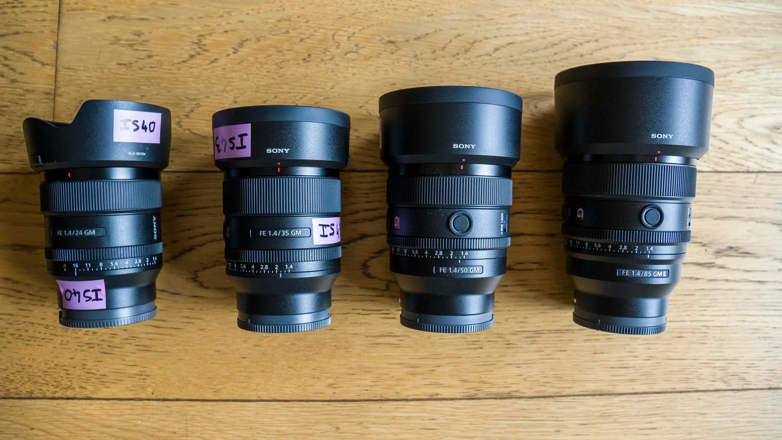 Pack 4 Objectifs Sony F1.4 G Master – 24mm / 35mm / 50mm / 85mm - Photo 1 sur 3