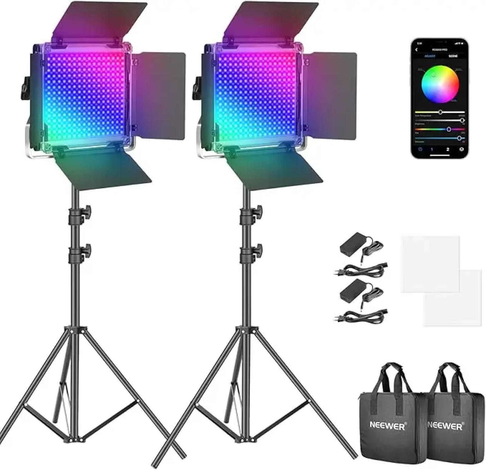 NEEWER Panneau LED 660, Pack de 2 Lampes réglables - Photo 1 sur 1