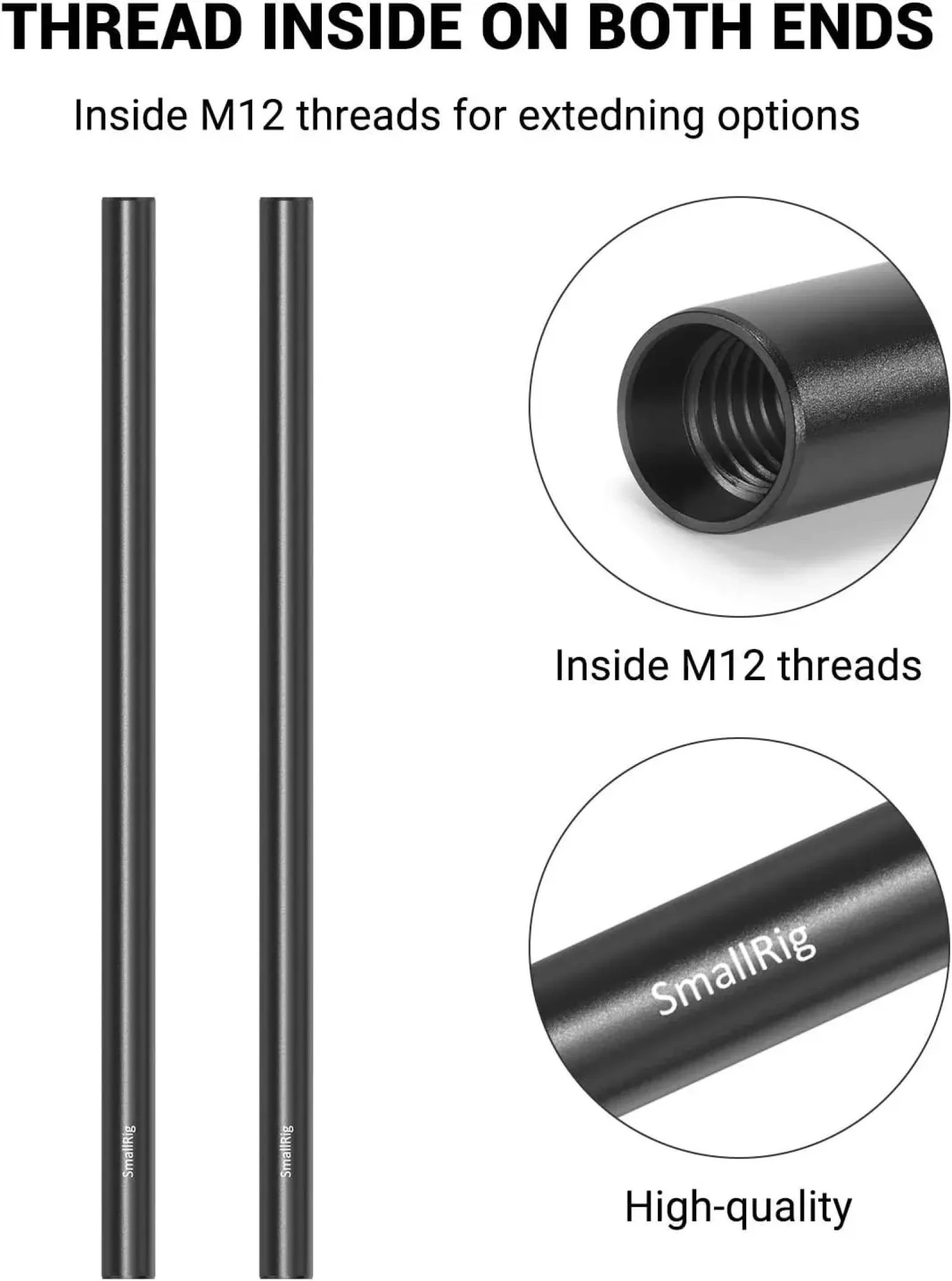 SmallRig 15mm Rod en Alliage D'aluminium 30cm - Photo 4 sur 5