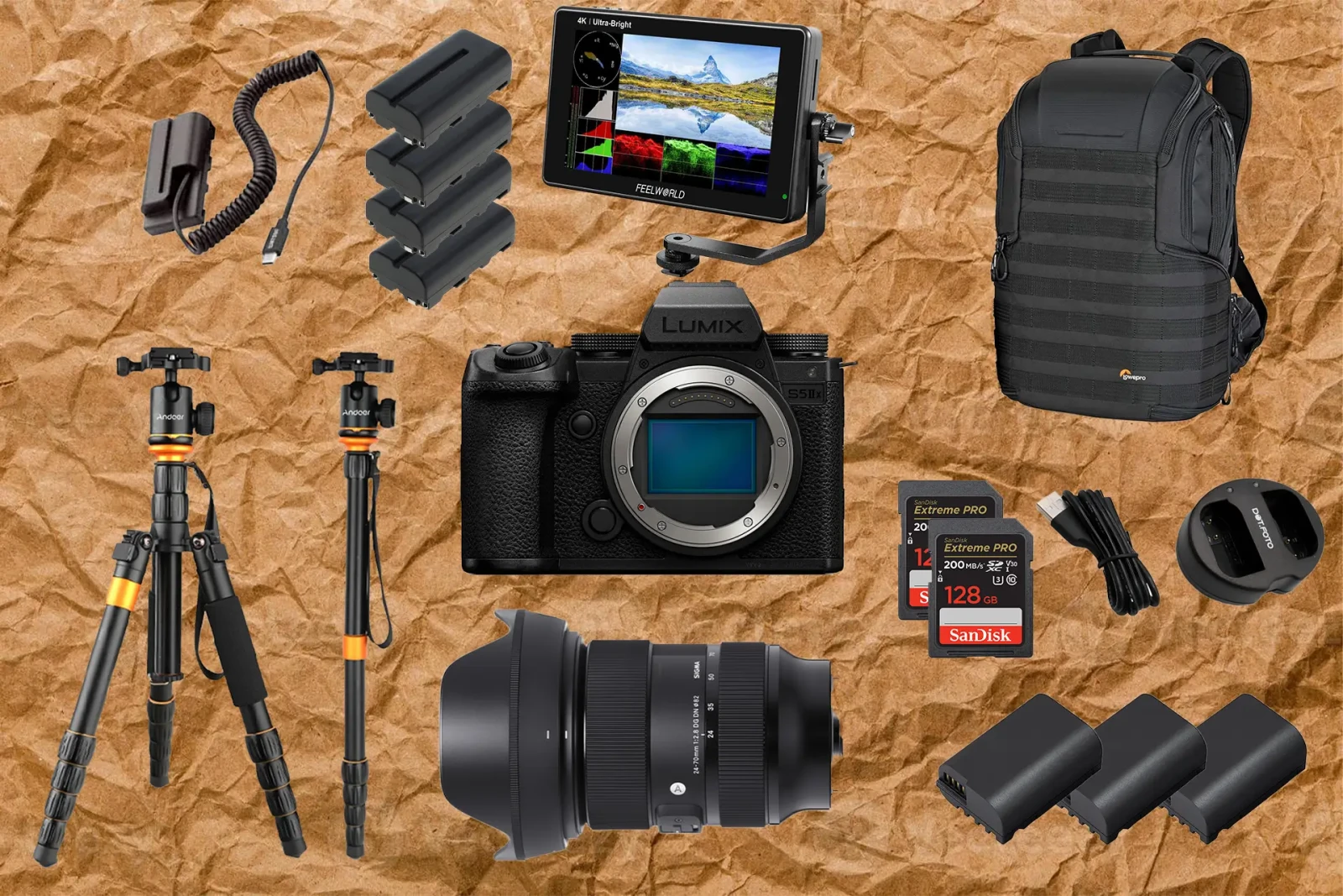 LUmix S5IIX + Sigma 24-70 + Moniteur Feelworld Lut7 + trépied Andoer 170cM - Photo 1 sur 1