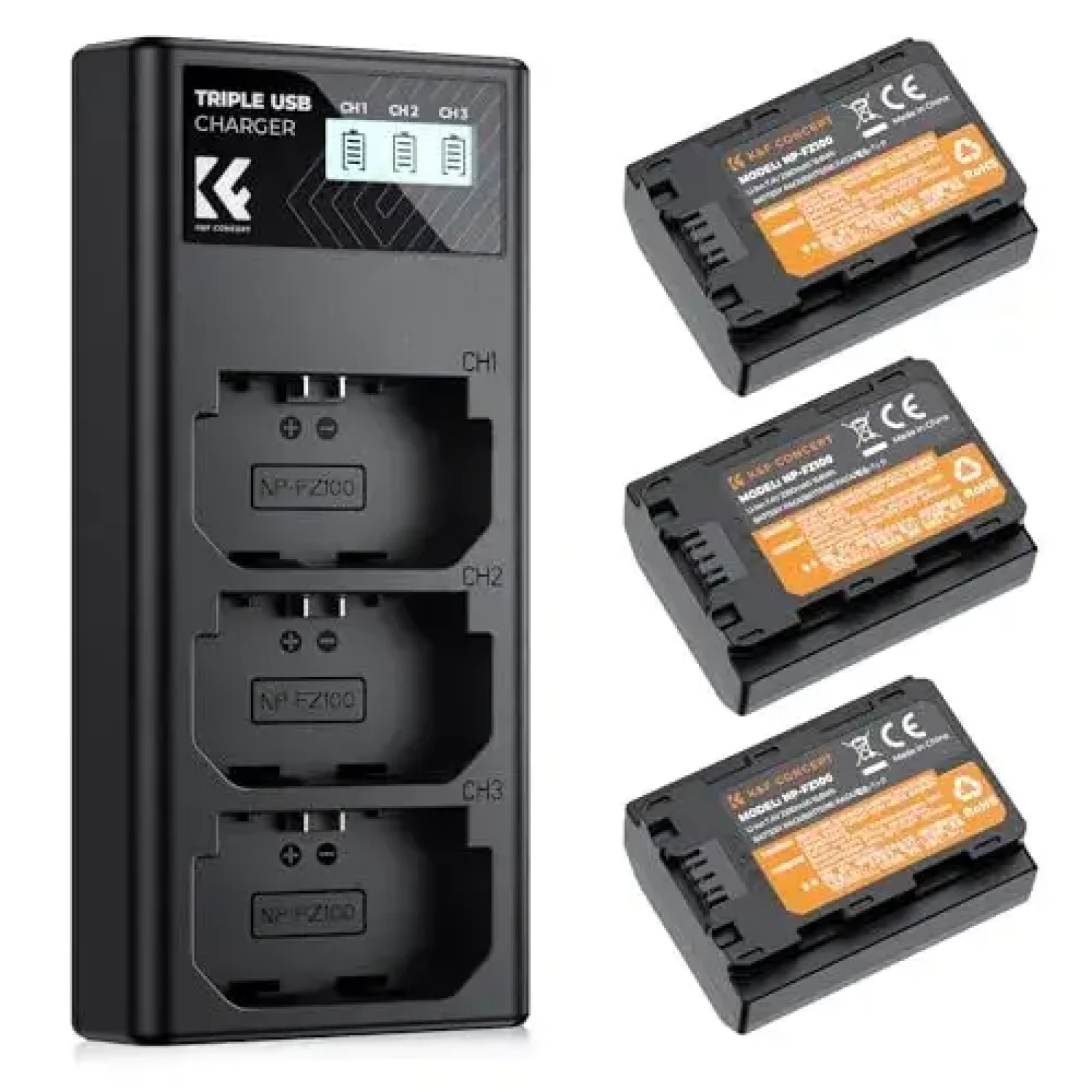 K&F Concept Chargeur Triple NP-FZ100 - Photo 1 sur 1