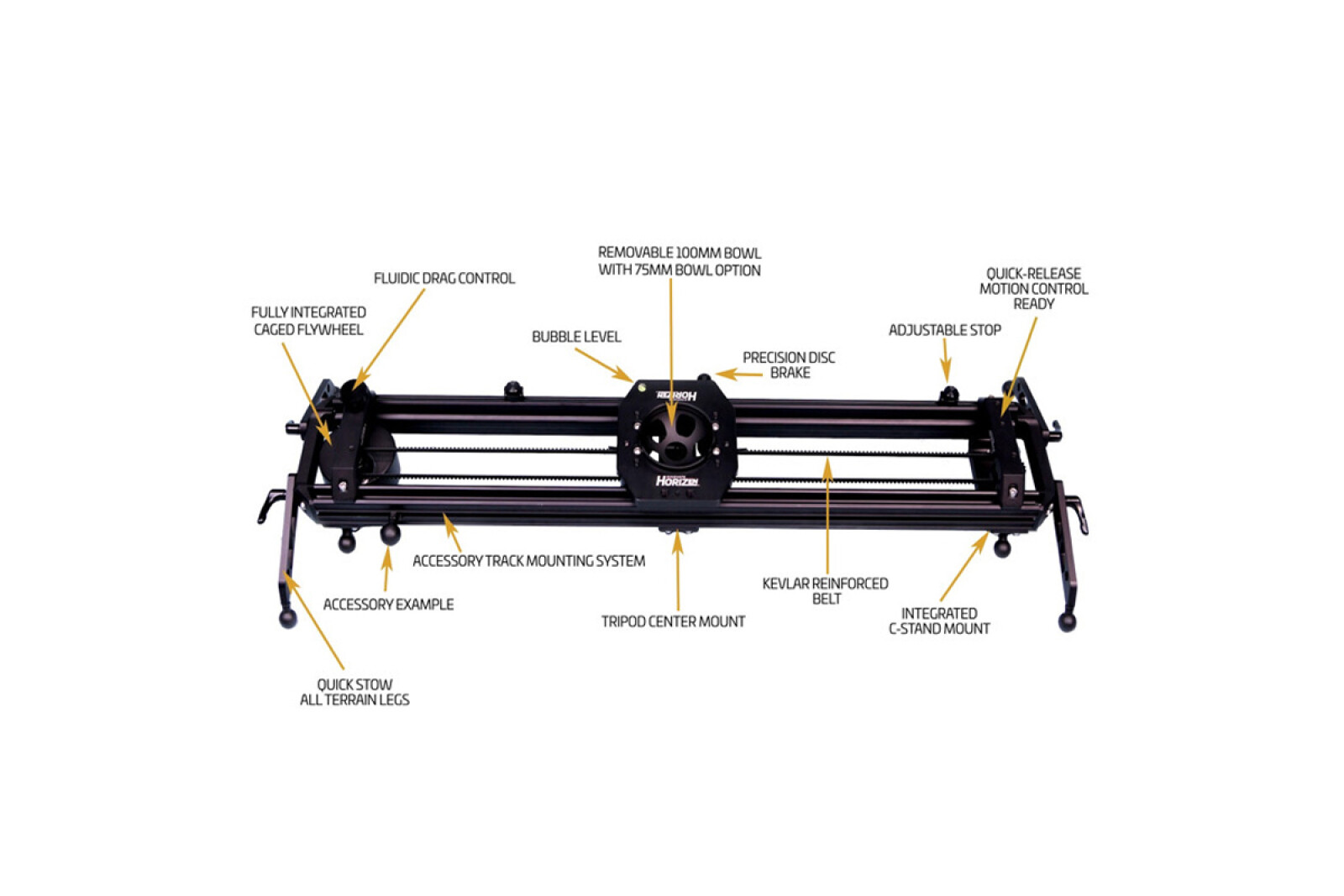 Slider CINEVATE Horizen 4 ft (122 cm) - 100 mm Bowl + Tete fluide MILLER - Arrowx 3  - Photo 3 sur 5