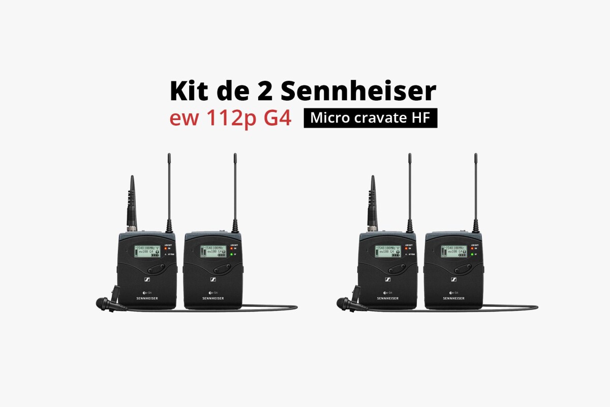 Location Kit 2 Sennheiser EW 112P G4 Micro cravate sans fil HF émetteur récepteur - Lightyshare