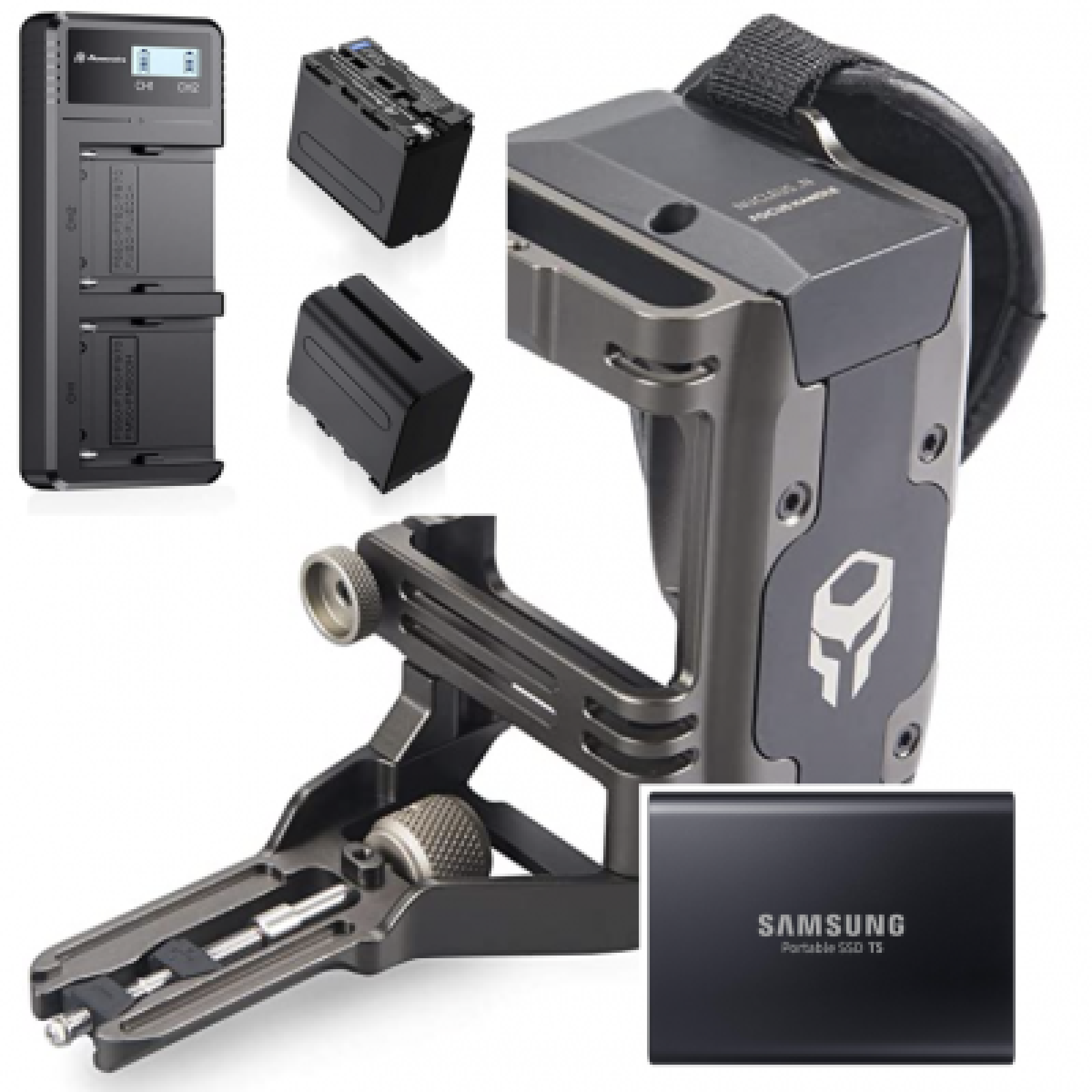 Poignée - 2 Battéries NP-F970 + Disque dur SSD 1 To Samsung T5 à louer avec cage Tilta pour BMPCC 4K 6K - Photo 1 sur 3