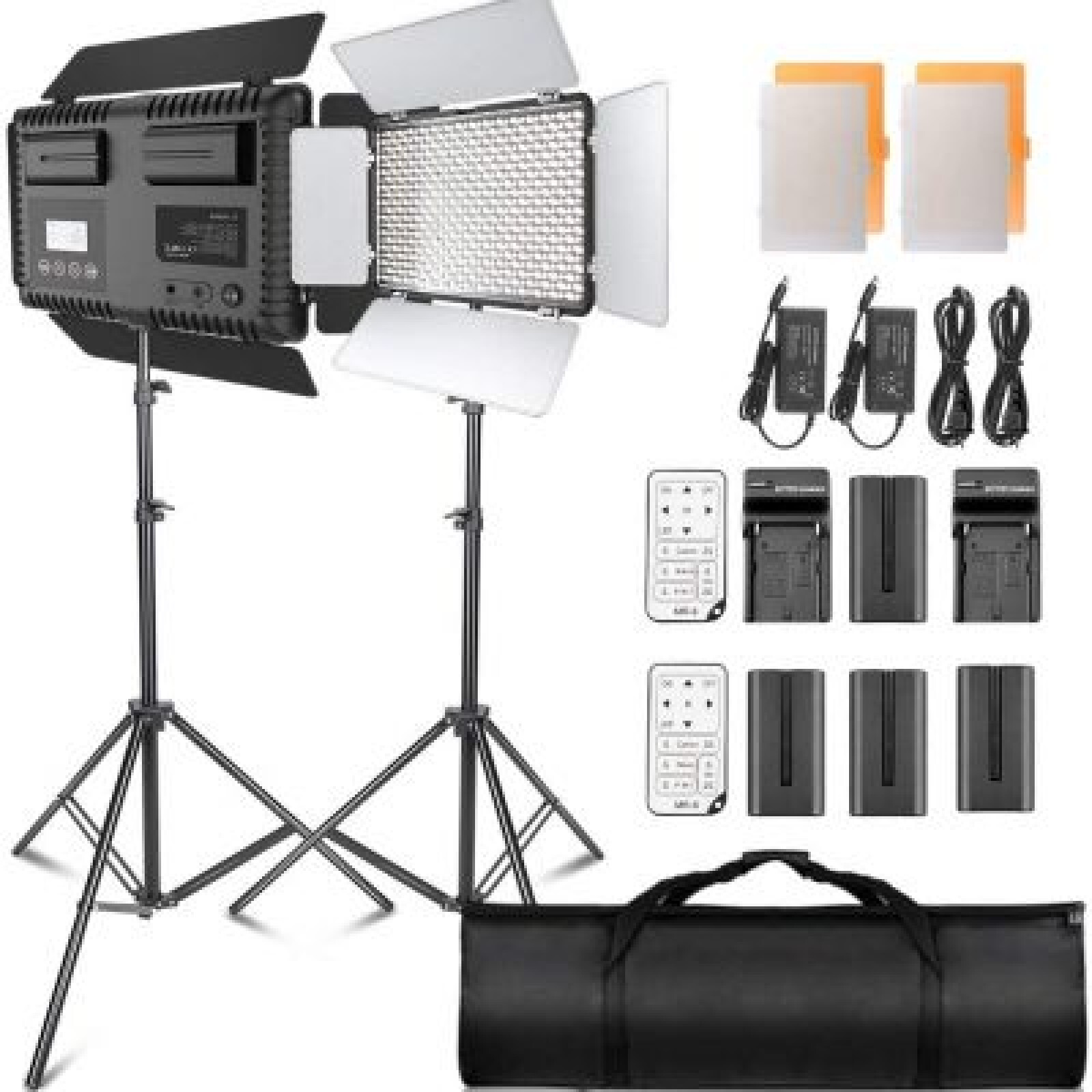 Kit 2 Panneaux 600 LED Samtian 3200k - 5600k + Trepied 200cm - Photo 1 sur 1