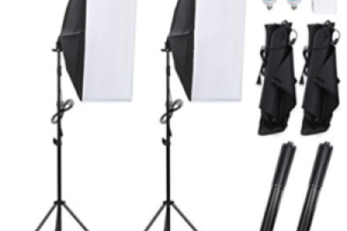 Location 2 Kit Éclairage, Softbox 50x70cm avec 2 Ampoules 1124W Lumière Continue 5500K Lumière Continue - Lightyshare