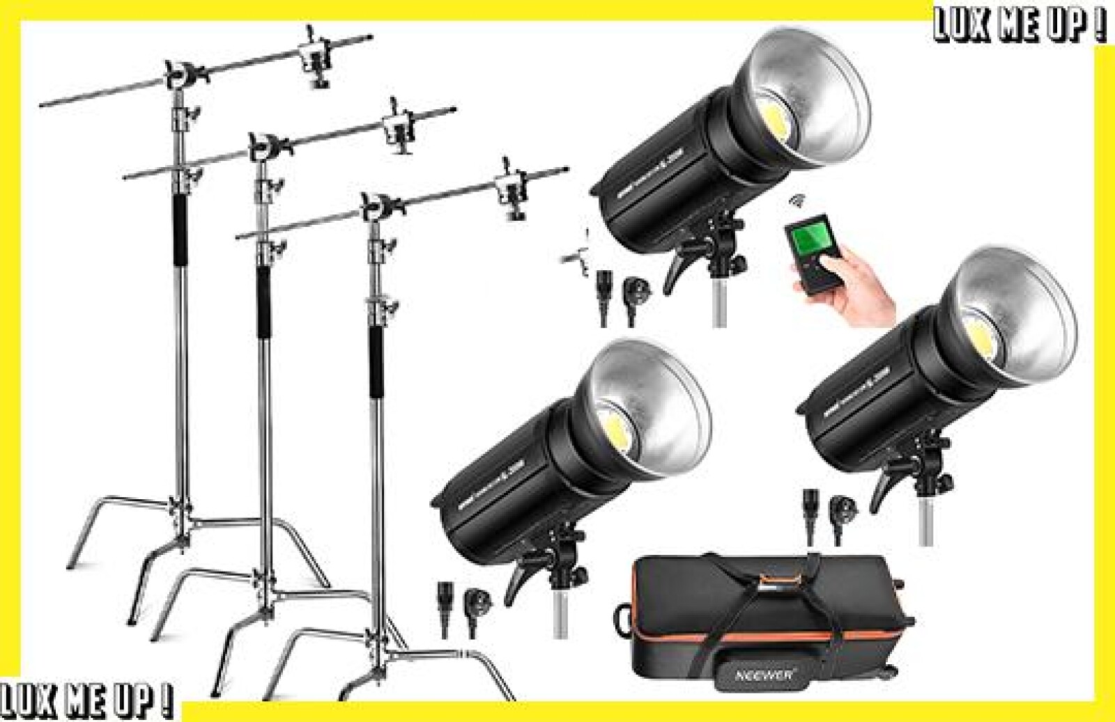 Kit 3 x 200W LED + C-Stand - Photo 1 sur 9